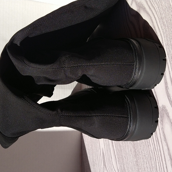 Unisa Black Tall Knee Faux Suede Boots Slip-On Elastic - Picture 12 of 16